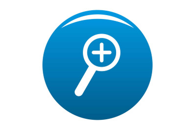 Cursor magnifier plus icon blue vector