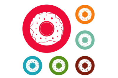 Donut icons circle set vector