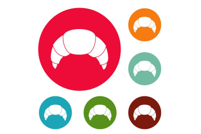 Croissant icons circle set vector