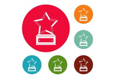 Star award icons circle set vector