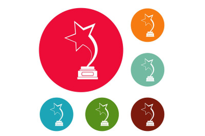 Star award icons circle set vector