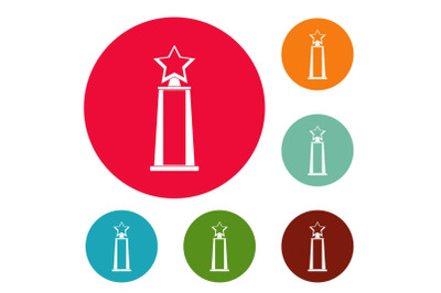 Star award icons circle set vector