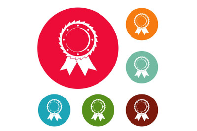 Award icons circle set vector