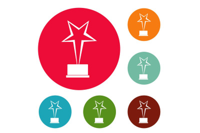 Star award icons circle set vector