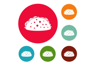 Tacos icons circle set vector