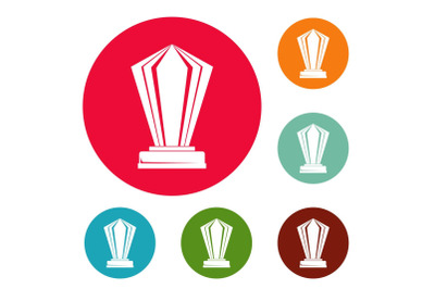 Award icons circle set vector