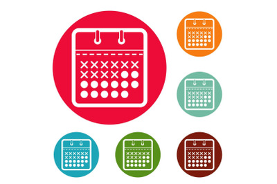 Calendar plan icons circle set vector