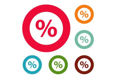 Percent sign vector icons circle set vector