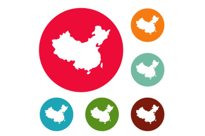 China map icons circle set vector