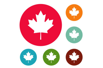Canada maple leaf icons circle set vector