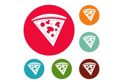 Pizza icons circle set vector