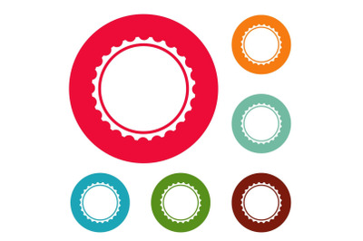 Beer cap icons circle set vector