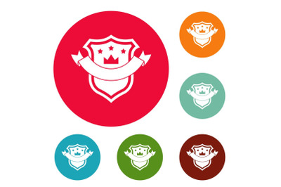 Badge quality icons circle set vector