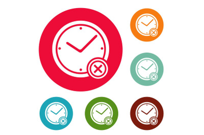 No time icons circle set vector