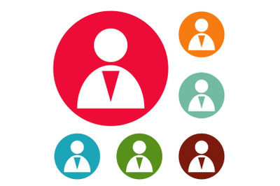 Man icons circle set vector