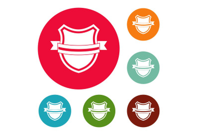 Badge retro icons circle set vector