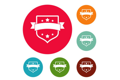 Badge vintage icons circle set vector