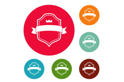 Badge best quality icons circle set vector