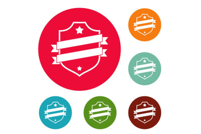 Badge business icons circle set vector
