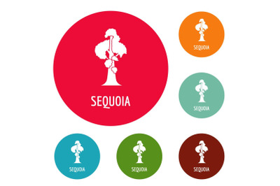 Sequoia icons circle set vector