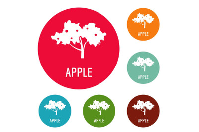 Apple tree icons circle set vector