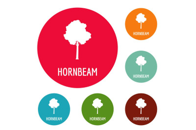 Hornbeam tree icons circle set vector