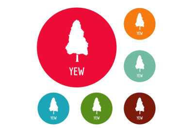 Yew tree icons circle set vector