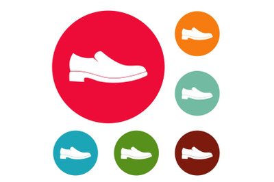 Men shoe icons circle set vector