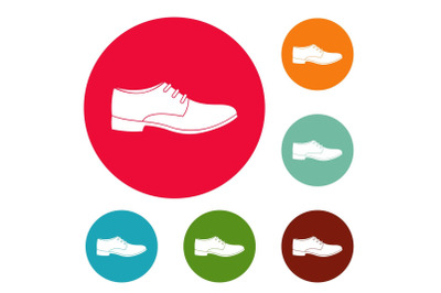 Men shoe icons circle set vector