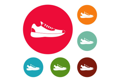 Sneakers icons circle set vector