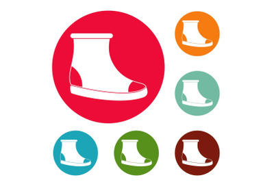 Woman shoes icons circle set vector