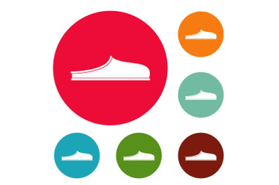 Slippers icons circle set vector