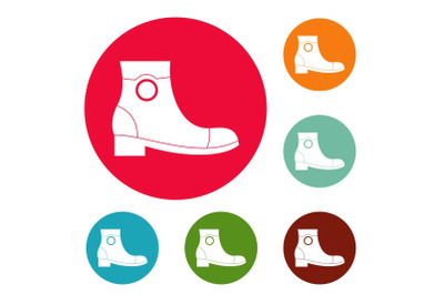 Woman shoes icons circle set vector