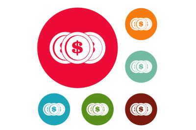 Making coin icons circle set vector