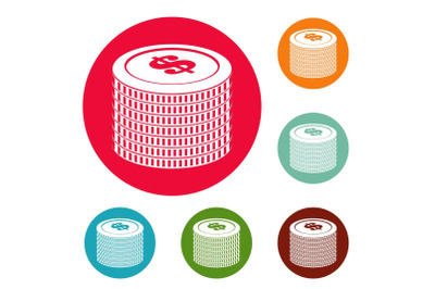 Investment coin icons circle set vector