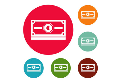 Cash money icons circle set vector