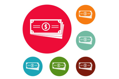 Business money icons circle set vector