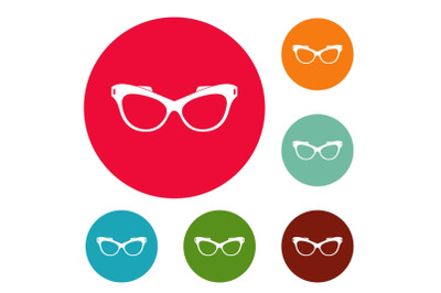 Man spectacles icons circle set vector