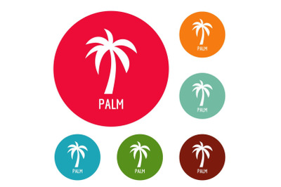 Palm tree icons circle set vector