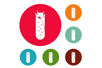 Shawarma icons circle set vector