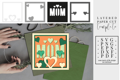 Mom Layered Paper Cut, 3D SVG, Gifts for Mother DXF, Family