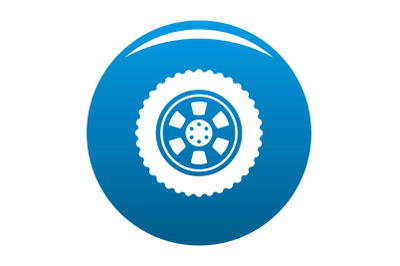 One tire icon blue vector