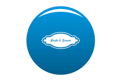 Bride and groom label icon blue vector
