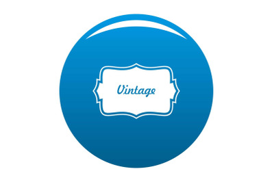 Vintage label icon blue vector