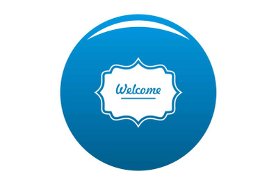 Weicome label icon blue vector