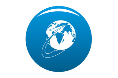 Around the world icon blue vector