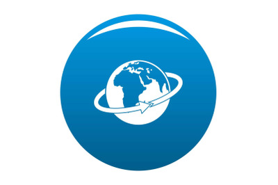 Flight around earth icon blue vector