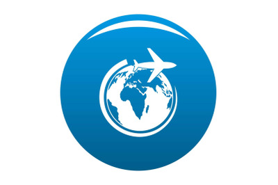 Plane on earth icon blue vector