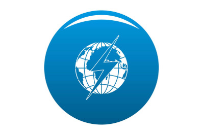 Lightning on earth icon blue vector