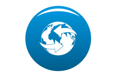 Moving earth icon blue vector